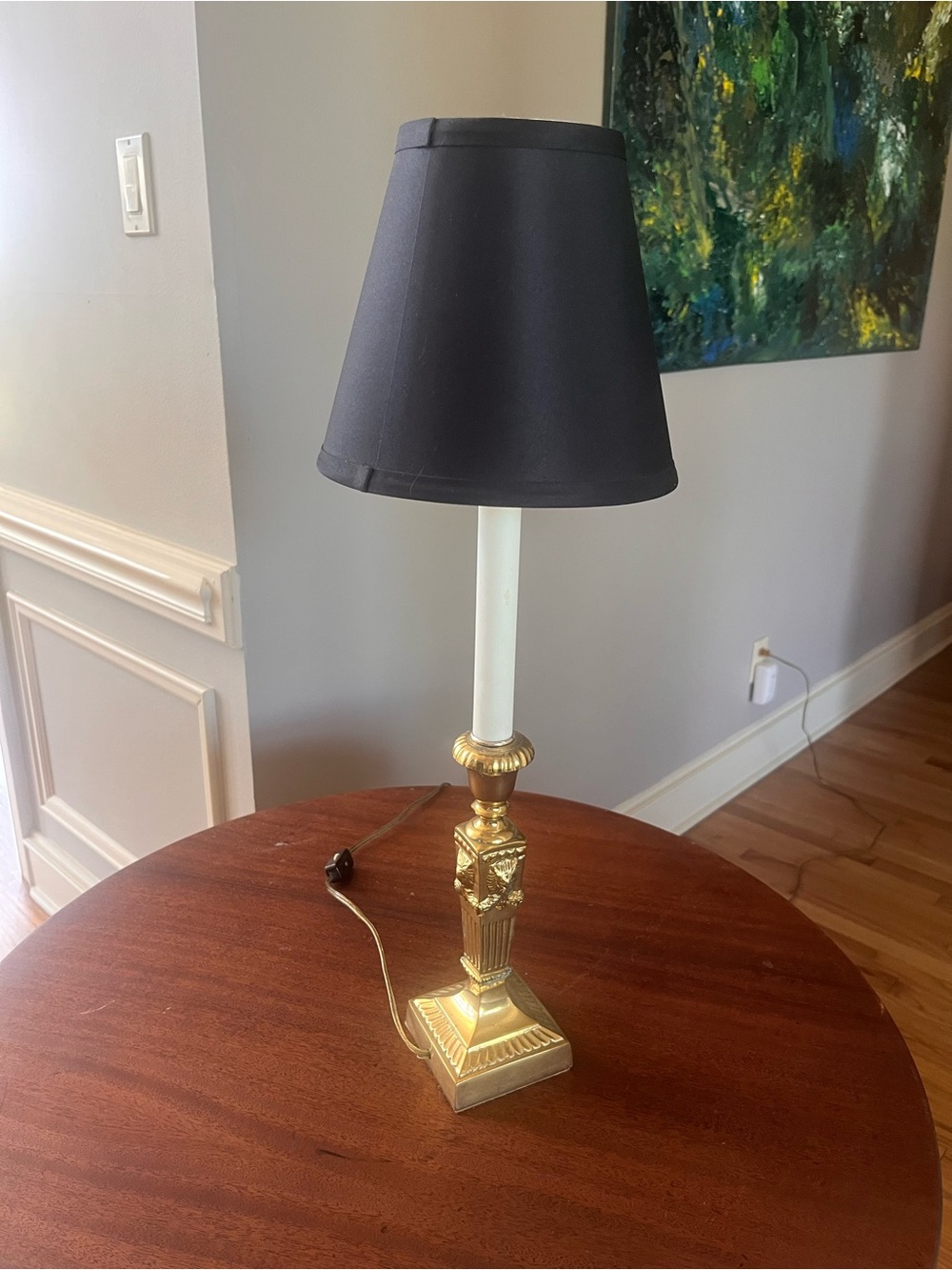 Vintage Brass/black Classic art deco Hollywood Candlestick Table Lamp